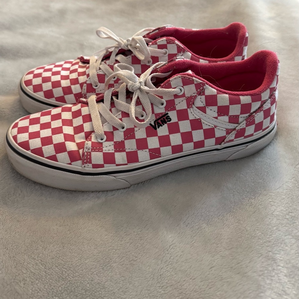 Vans Pink and White Checkered Sneakers